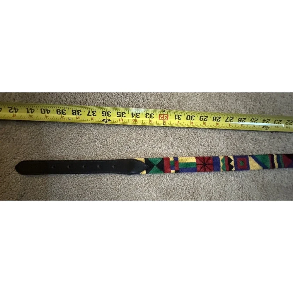 Tapestry Handwoven Guatemalan Leather Belt Around 32”